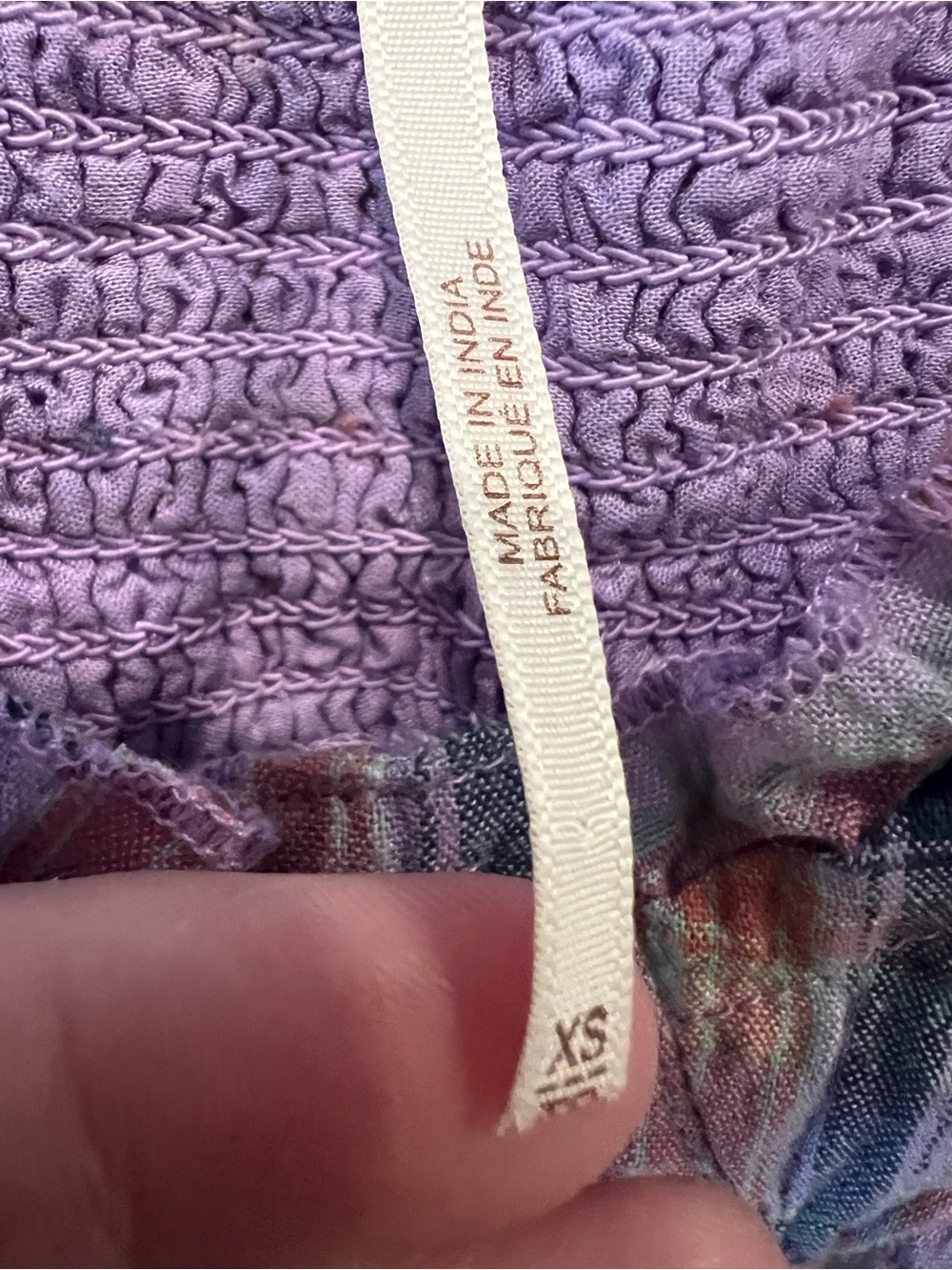 Free People Lavender Plaid Smocked Puff-Sleeve Crop Top - Picture 4 of 16